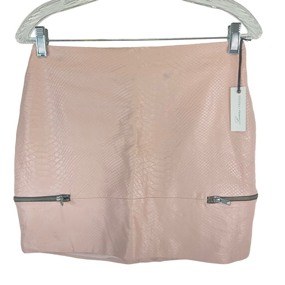 Lovers + Friends Mini Skirt Women's Size S Pink Good to Be Bad Faux Leather Nwt